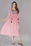 Embroidered rayon RAGHAV-MULTI pink three-quarter sleeve kurta, India