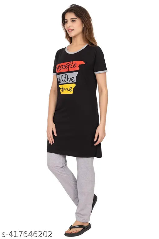 Pure cotton printed HUSAN women's payjama set, comfortable lounge wear for home relaxation