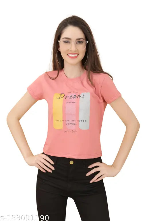 Cotton crop t-shirts pack of 3 for women, printed net design with western vibe, pure comfort for everyday style - Ellegory India