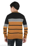 Wool striped sweater for boys, long sleeves, trendy design, sizes 7-8 years & 8-9 years
