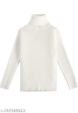 White pack of 1: Woolen, warm Smarty Plus Clothing baby girls striped full sleeve high neck T-Shirt/inner sweater for winter. Perfect for cold weather layering