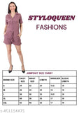 Army green crepe women's playsuit, solid pattern, short sleeves, above-knee length, tie-up waist, double pocket, casual wear