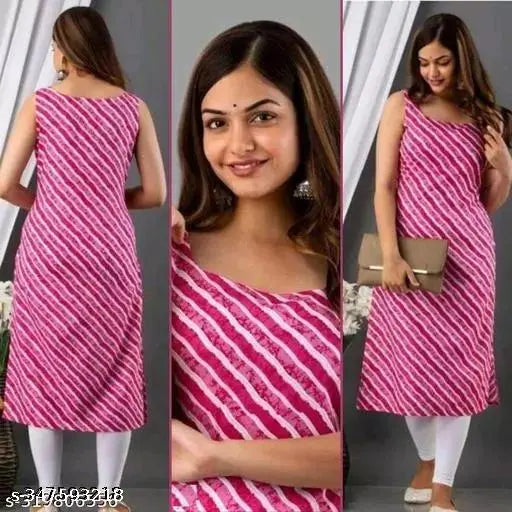 Wine colored crepe fabric lehariya kurti for women with ethnic motif print, featuring straight cut and a standard fit