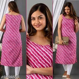 Wine colored crepe fabric lehariya kurti for women with ethnic motif print, featuring straight cut and a standard fit