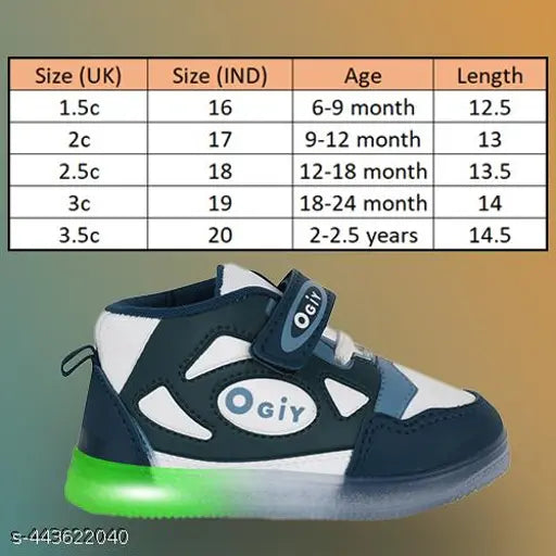 ABLUE PU Velcro shoes with LED lights for kids - Comfortable, lightweight, and stylish anti-skid design for indoor and outdoor casual wear. Perfect for boys and girls