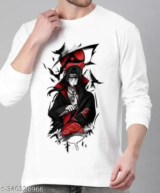 AvrFamous Anime Itachi Uchiha printed polyester t-shirt, long sleeves, high-quality eco-friendly ink on soft fabric, trendy men's tee for summers and autumn seasons