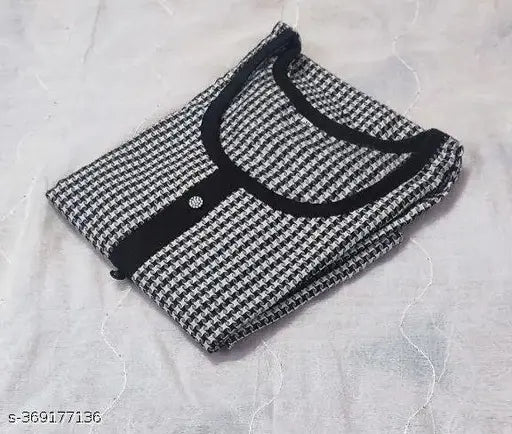 Woolen check kurti, three-quarter sleeves, premium quality winter wear, wool fabric, Indian origin