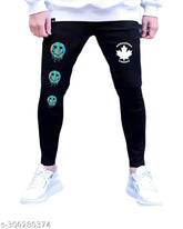 Trendy Men's Black Denim Jeans with Placement Print - High-quality, durable, and versatile design for casual or formal wear. Available in sizes 28, 30, 32, and 34 (waist 29/31/33/35, length 39in). Made in India