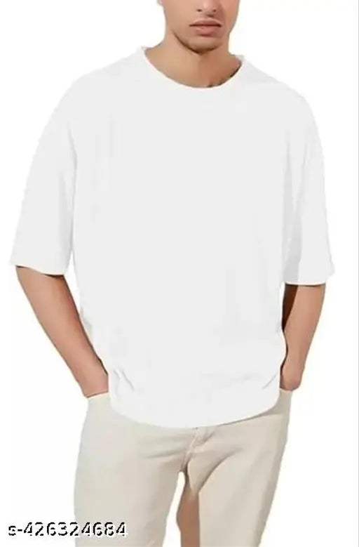 Men's oversized printed round neck T-shirt, polyester, short sleeves, vibrant design on chest