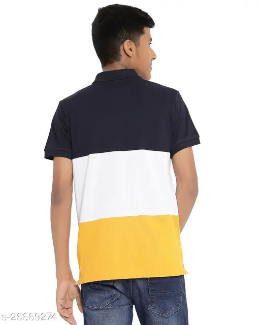 Cotton blend color-block half sleeve polo shirt with pocket, Gentino brand, short sleeves on display