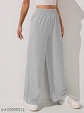 Solid cotton blend oversized wide leg Korean pants for women, black baggy trousers with palazzo silhouette, Indian origin