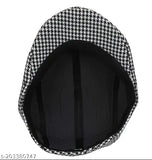 Mens wool checkered flat cap, versatile for fishing, driving, hunting, or golfing