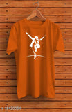 Mustard color cotton half round neck tee for men, TIC Michael Jackson design, short sleeves size S-XL