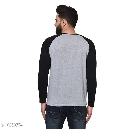 Stylish cotton solid men's long-sleeve t-shirt, solid pattern, S-XL sizes available