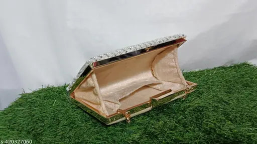 Suede pearl-embellished festive clutch by ZOHRA FASHION, free size (10"x5"), 3-way carry