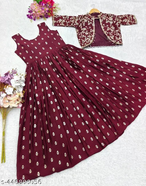 Silk embroidered Cinon Gwon-Jecket set, Indian traditional outfit for women in M, L, XL sizes