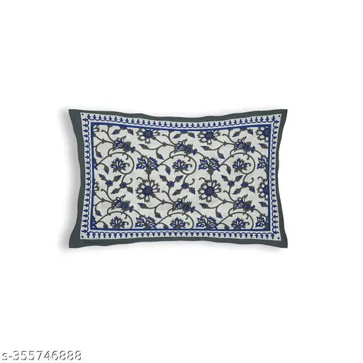 Cotton Jaipuri single bedsheet & matching pillow cover, botanical print, superfine quality cotton, ideal for summer adult use