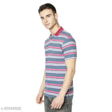 Trendy elegant men's cotton blend short sleeve t-shirt, blue, perfect for Indian summer