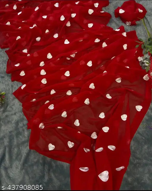 Embroidered Georgette saree with separate blouse, Indian traditional wear