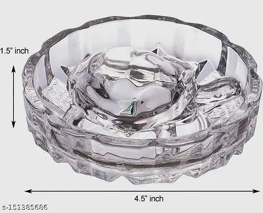 Crystal Tortoise KACHUA with Plate Pond, 4" x 1.5" x 4", Indian-made Vastu home decor for career luck and gifting purposes