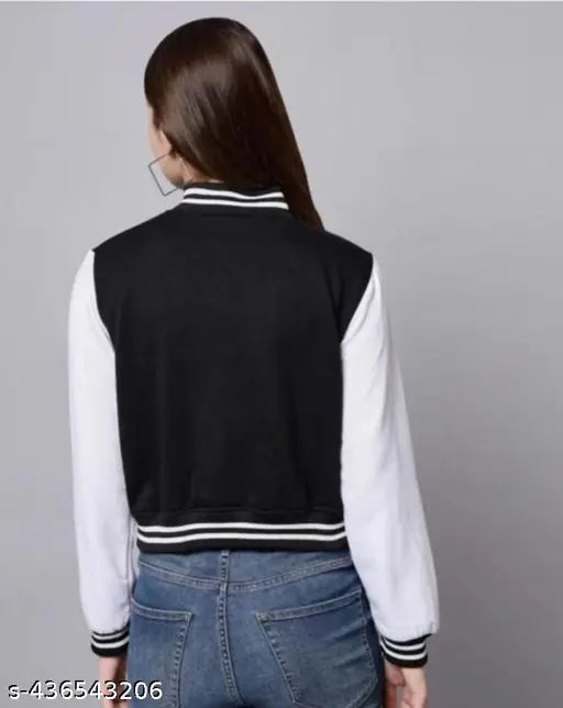 Black fleece long-sleeved bomber jacket with NY patch, solid design, size N, from India (for women/girls)