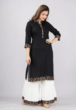 L Size Indian women's rayon kurti & sharara set in solid color, casual wear for girls