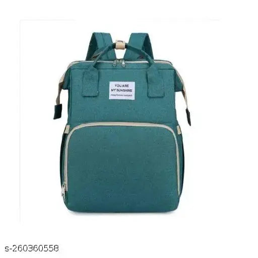 Green unicorn diaper backpack, waterproof and durable polyester net material, perfect for maternity or everyday use