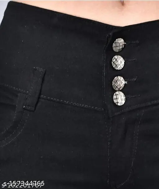 Women's black denim trending jeans, high-quality, stretchable slim fit, ankle length, clean look, India origin