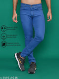 Men's stylish denim jeans - Solid cotton, regular fit, mid-rise, size 30, India origin