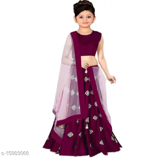 Satin BUTTI lehenga-dupatta set, 3-4 years size, Indian embroidered fashion