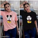 Short sleeve printed cotton women's t-shirt combo set (S, M, L, XL), Indian-made 180 GSM premium quality