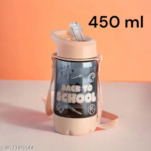 Orange polycarbonate sipper bottle with cartoon animal design, 450ml capacity, leak-proof, BPA free, suitable for kids and adults