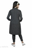 Women's cotton blend checked 3-piece dress with jacket and palazzo, three-quarter sleeves, sizes XXS to L