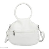 White faux leather sling bag, features 2 compartments, Indian handcrafted design