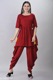 Rayon Beautiful Kurti with Dhoti pants, solid net design, available in sizes S-XXL