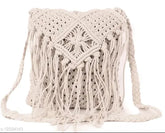 White fabric slingbag for women, solid pattern, free size (L:10in, W:1in, H:10in), trendy accessory from India