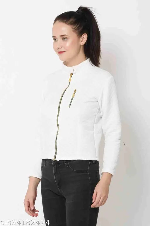 Trendy cotton blend women's jacket in solid color, long sleeves - S-XL