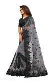Indian free-size net saree with embroidered solid blouse, Charvi Drishya