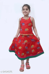 Animal print cotton lehenga choli for girls (1-2 years), DIAMO Jaipuri Rajasthani ethnic wear
