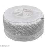 Embroidered cotton Islamic skull cap 'Maulana Saad', 22-inch, traditionally handcrafted from India