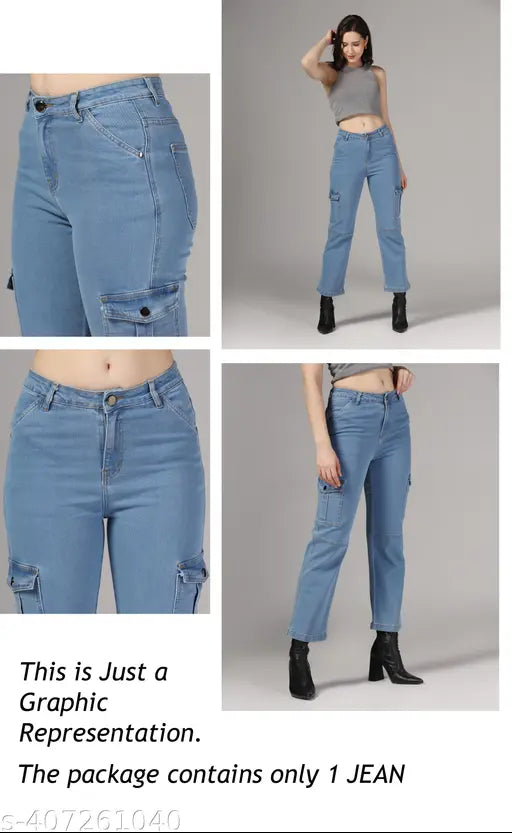 Light blue premium plus size flared jeans, high-end cotton blend with stretch, ideal for summer wear and designer look