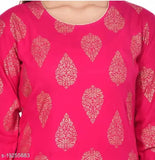 Designer printed rayon kurti with sharara, three-quarter sleeves, Indian ethnic wear for women