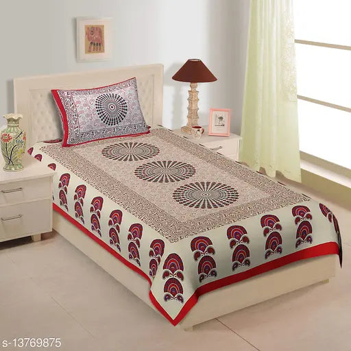 Gorgeous versatile cotton bedsheets, 104 thread count, pack of 2 with 2 pillow covers, single size from India