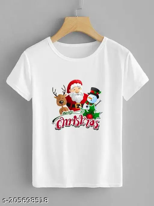 Printed polyester t-shirt by Meerychirstman, features short sleeves and a captivating design. Made in India." (108 characters)