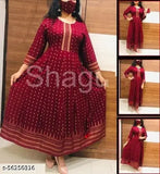 Rayon Anarkali kurti with printed combo, three-quarter sleeves, M to XXXL sizes, Indian traditional fashion