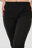 Polycotton flared trousers, classic designer style for women's office wear, solid pattern, size 26-38 (Waist 26-34, Length 38in)