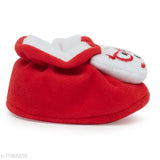 Soft velvet baby booties with smiling panda face, India-made, for newborn to 9 months