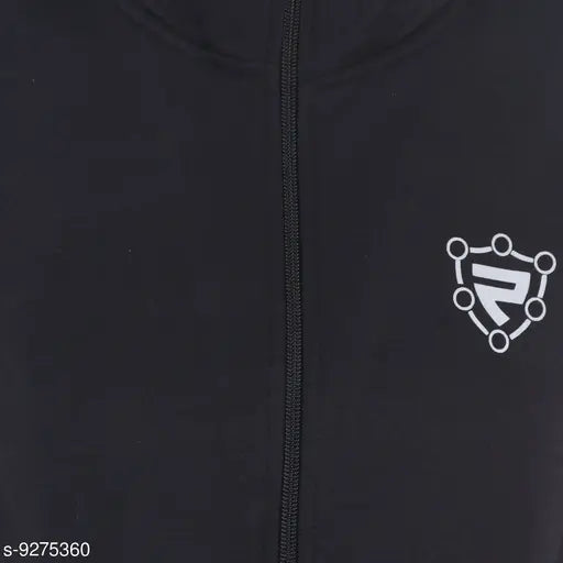 Black cotton blend hoisery jacket, women's full sleeve winter wear, trendy and stylish on model