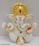 Handcrafted Lord Ganesha idol for car dashboard & home decor, Ram Lalla Handicraft. Double-sided tape included for easy placement. Religious art form, ideal for gifts and home/office decoration. Size: 2x1x6.5 cm