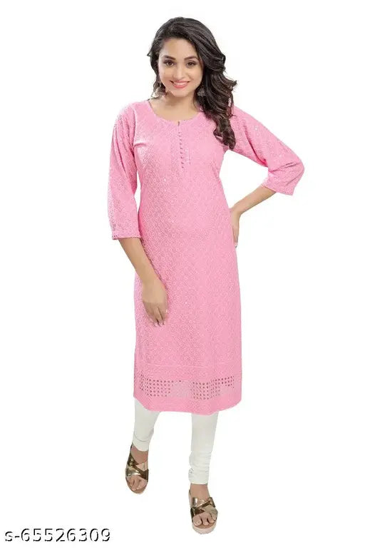 Silk, embellished straight-sequence Dream Dzire kurti for women with three-quarter sleeves, Indian origin